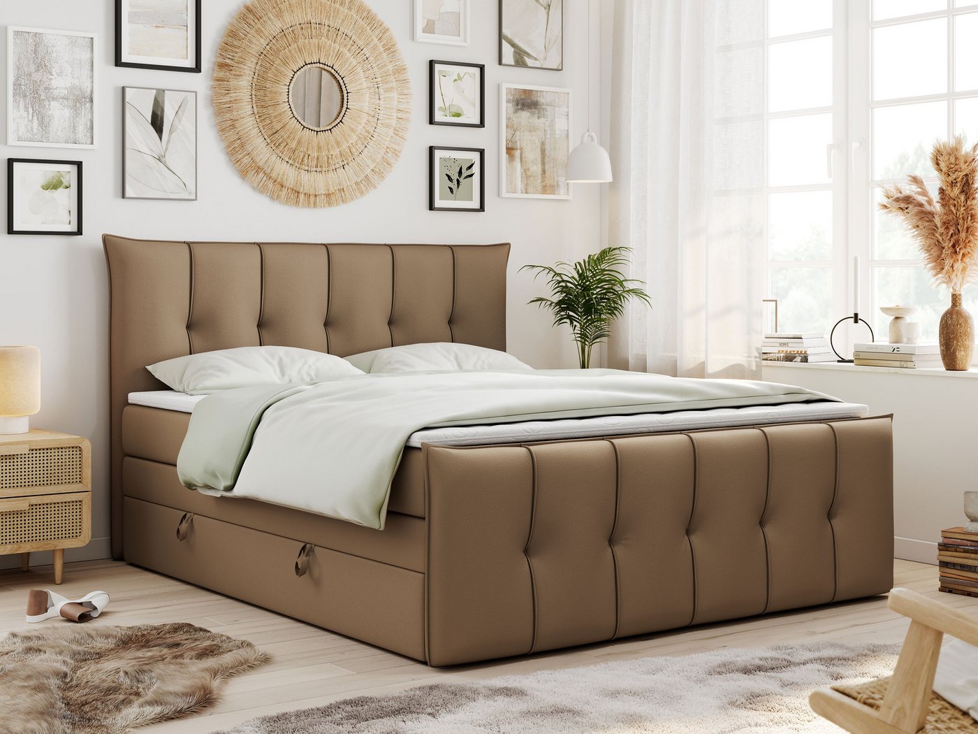 MKS MÖBEL Boxspringbett PREMIUM 11 KING, Bettkasten und Zwei Matratzen - Multipocket-Matratze und Topper von MKS MÖBEL