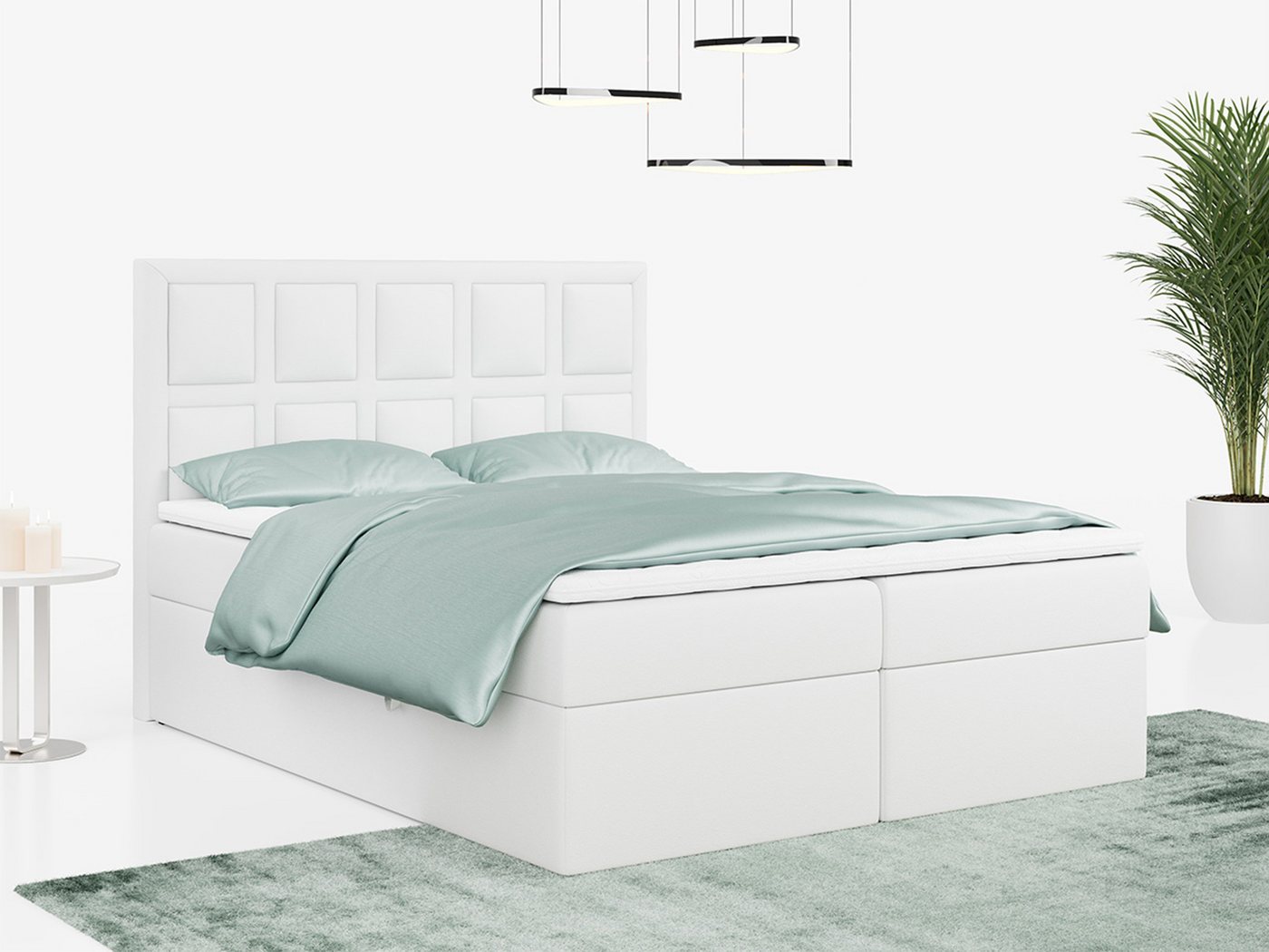 MKS MÖBEL Boxspringbett PREMIUM 5, Doppelbett mit Bettkasten für Schlafzimmer, Polsterbett mit Kopfteil von MKS MÖBEL