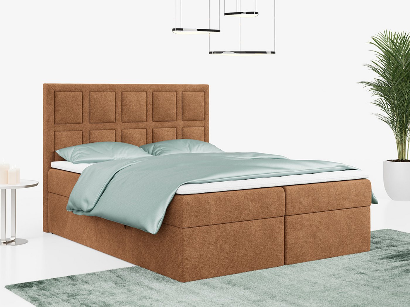 MKS MÖBEL Boxspringbett PREMIUM 5, Doppelbett mit Bettkasten für Schlafzimmer, Polsterbett mit Kopfteil von MKS MÖBEL