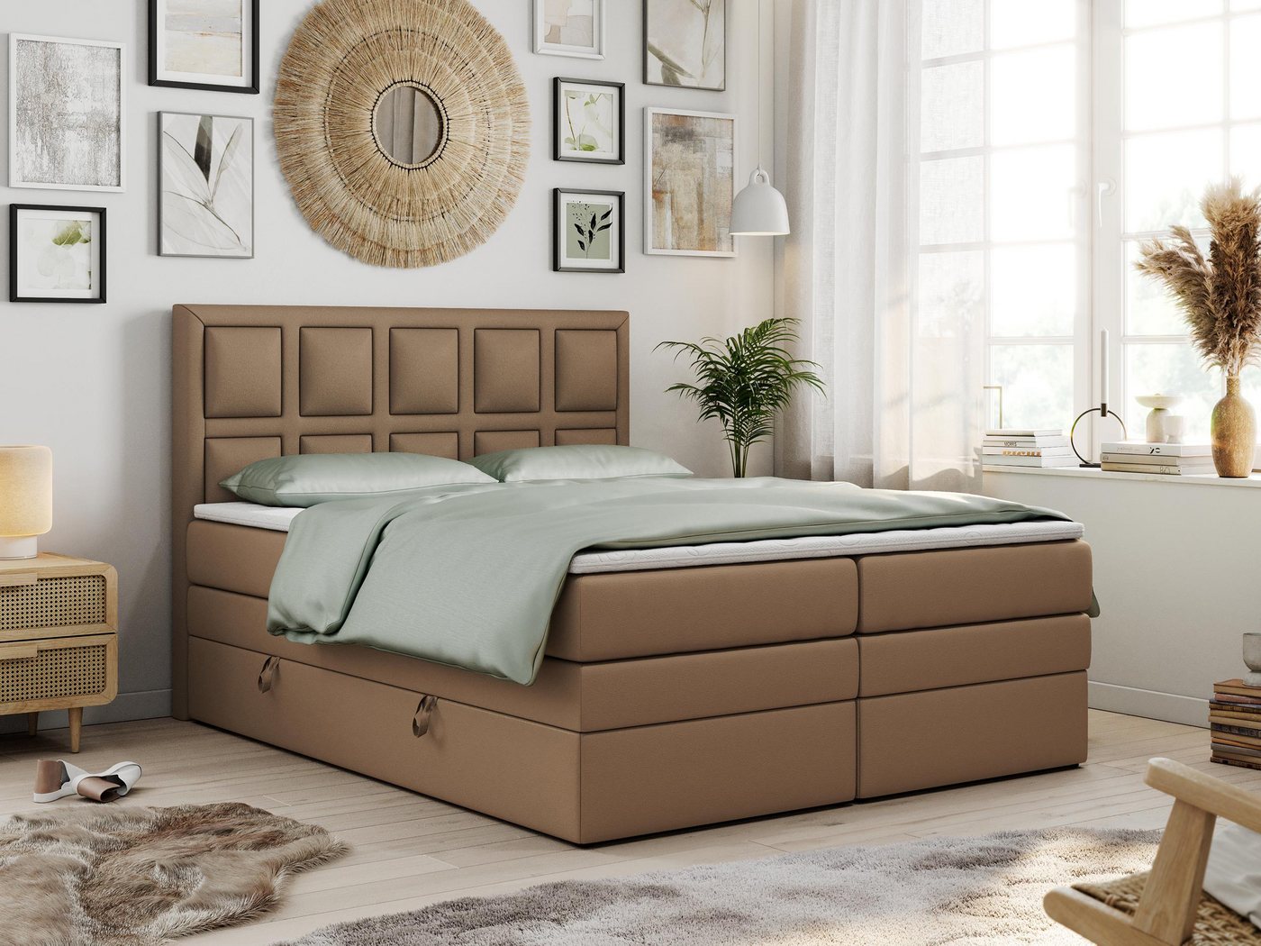 MKS MÖBEL Boxspringbett PREMIUM 5 KING, Polsterbett mit Bettkasten und Zwei Matratzen - Multipocket Matratze von MKS MÖBEL