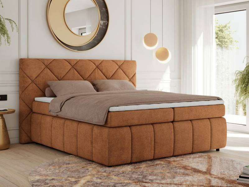 MKS MÖBEL Boxspringbett RITA (Packung, Set, Topper T25, T30-Schaum, gesteppte Kopfstütze), Polsterbett mit Matratzen, Doppelbett, Chesterfield Bett von MKS MÖBEL