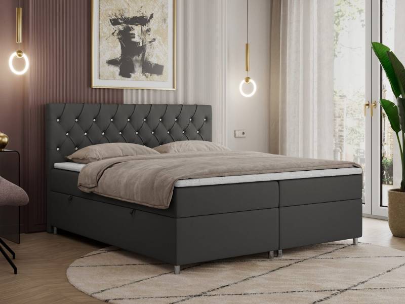 MKS MÖBEL Boxspringbett ROMA (Set, Packung, T30-Schaum, 7 Härtezonen, Kopfteil mit Knöpfen, H3-Matratze), mit Bettkasten, Doppelbett mit Multipocket-Matratzen und Topper von MKS MÖBEL