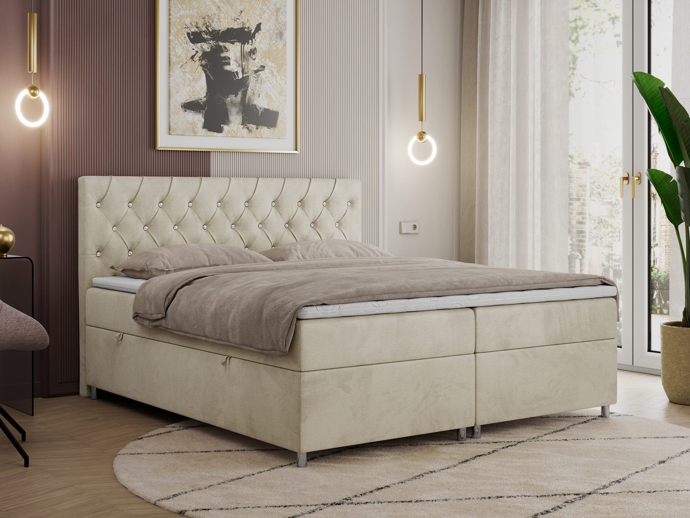 MKS MÖBEL Boxspringbett ROMA (Set, Packung, T30-Schaum, 7 Härtezonen, Kopfteil mit Knöpfen, H3-Matratze), mit Bettkasten, Doppelbett mit Multipocket-Matratzen und Topper MKS MÖBEL Boxspringbett ROMA (Set, Packung, T30-Schaum, 7 Härtezonen, Kopfteil mit Knöpfen, H3-Matratze), mit Bettkasten, Doppelbett mit Multipocket-Matratzen und Topper von MKS MÖBEL