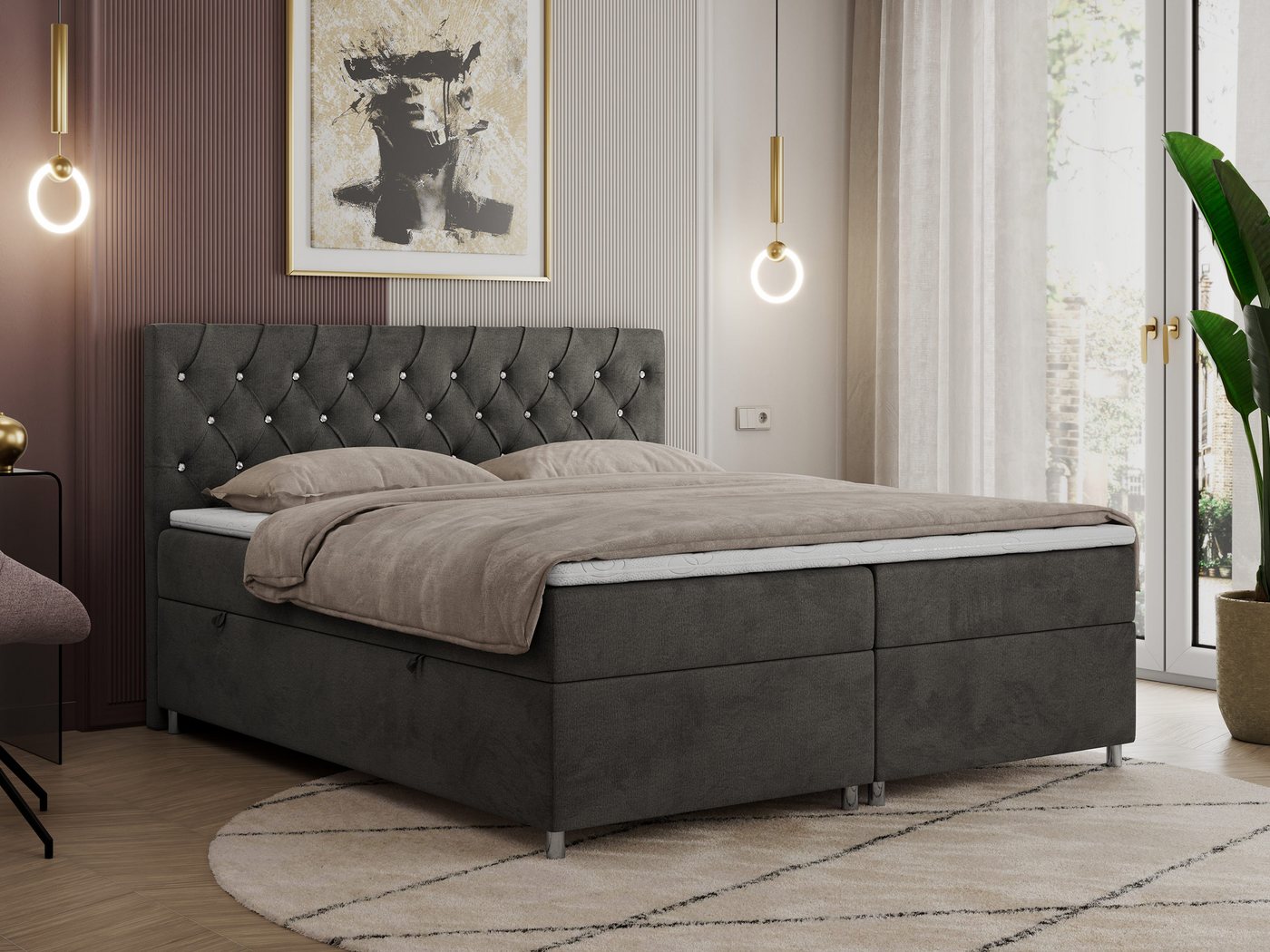 MKS MÖBEL Boxspringbett ROMA (Set, Packung, T30-Schaum, 7 Härtezonen, Kopfteil mit Knöpfen, H3-Matratze), mit Bettkasten, Doppelbett mit Multipocket-Matratzen und Topper MKS MÖBEL Boxspringbett ROMA (Set, Packung, T30-Schaum, 7 Härtezonen, Kopfteil mit Knöpfen, H3-Matratze), mit Bettkasten, Doppelbett mit Multipocket-Matratzen und Topper von MKS MÖBEL