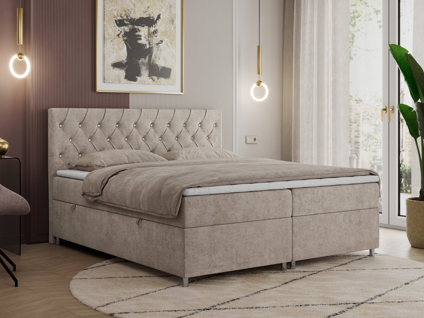 MKS MÖBEL Boxspringbett ROMA (Set, Packung, T30-Schaum, 7 Härtezonen, Kopfteil mit Knöpfen, H3-Matratze), mit Bettkasten, Doppelbett mit Multipocket-Matratzen und Topper MKS MÖBEL Boxspringbett ROMA (Set, Packung, T30-Schaum, 7 Härtezonen, Kopfteil mit Knöpfen, H3-Matratze), mit Bettkasten, Doppelbett mit Multipocket-Matratzen und Topper von MKS MÖBEL