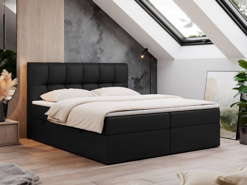 MKS MÖBEL Boxspringbett Rico (Set, Packung, T30-Schaum, Polsterbett, 7 Härtezonen, H3-Matratze), mit Bettkästen, Doppelbett mit Multipocket-Matratzen und Topper von MKS MÖBEL