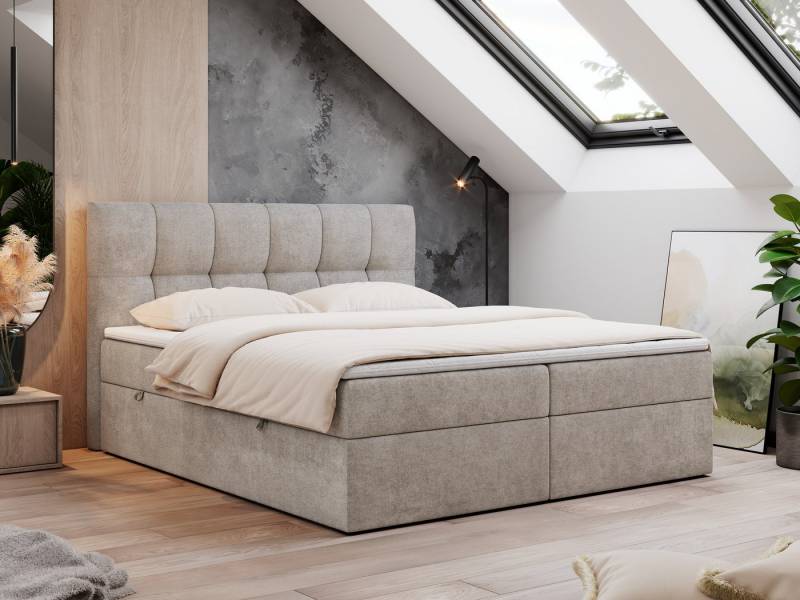 MKS MÖBEL Boxspringbett Rico (Set, Packung, T30-Schaum, Polsterbett, 7 Härtezonen, H3-Matratze), mit Bettkästen, Doppelbett mit Multipocket-Matratzen und Topper von MKS MÖBEL