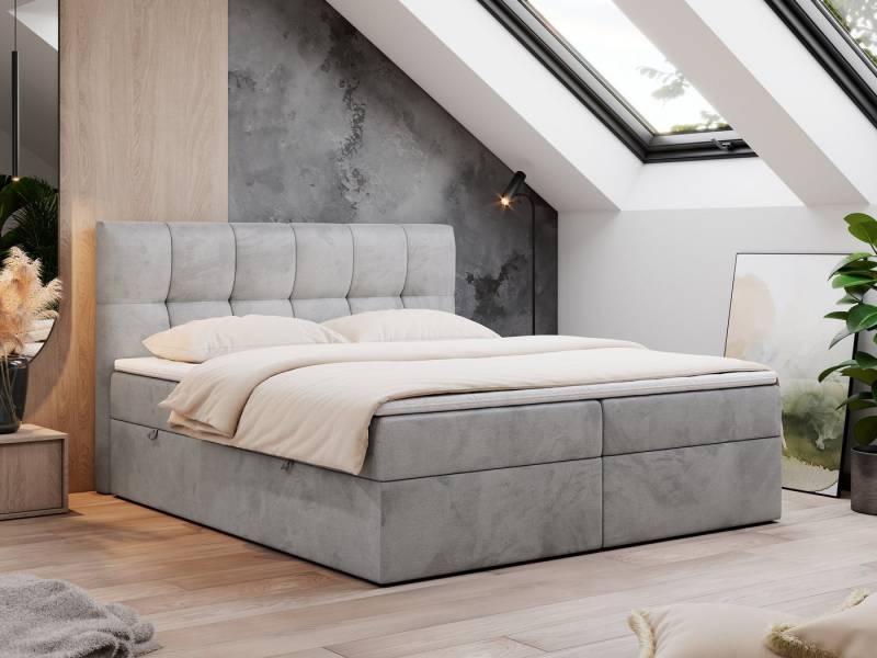 MKS MÖBEL Boxspringbett Rico (Set, Packung, T30-Schaum, Polsterbett, 7 Härtezonen, H3-Matratze), mit Bettkästen, Doppelbett mit Multipocket-Matratzen und Topper von MKS MÖBEL