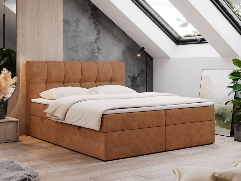 MKS MÖBEL Boxspringbett Rico (Set, Packung, T30-Schaum, Polsterbett, 7 Härtezonen, H3-Matratze), mit Bettkästen, Doppelbett mit Multipocket-Matratzen und Topper von MKS MÖBEL