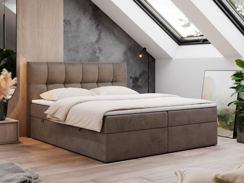 MKS MÖBEL Boxspringbett Rico (Set, Packung, T30-Schaum, Polsterbett, 7 Härtezonen, H3-Matratze), mit Bettkästen, Doppelbett mit Multipocket-Matratzen und Topper von MKS MÖBEL