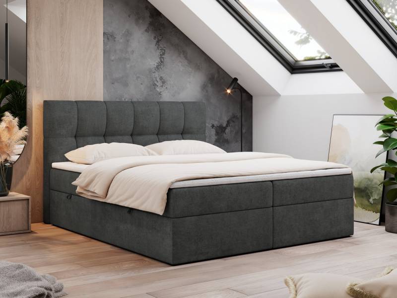 MKS MÖBEL Boxspringbett Rico (Set, Packung, T30-Schaum, Polsterbett, 7 Härtezonen, H3-Matratze), mit Bettkästen, Doppelbett mit Multipocket-Matratzen und Topper von MKS MÖBEL