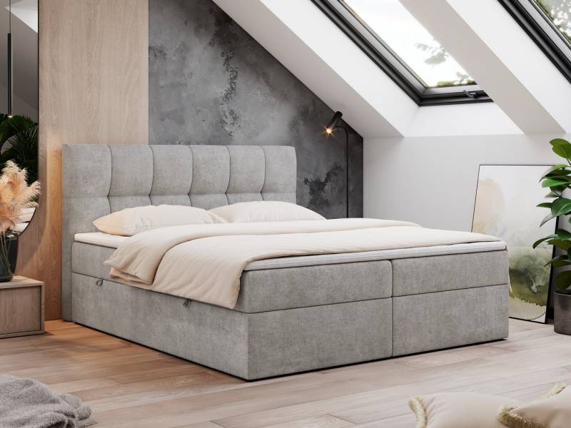 MKS MÖBEL Boxspringbett Rico (Set, Packung, T30-Schaum, Polsterbett, 7 Härtezonen, H3-Matratze), mit Bettkästen, Doppelbett mit Multipocket-Matratzen und Topper von MKS MÖBEL