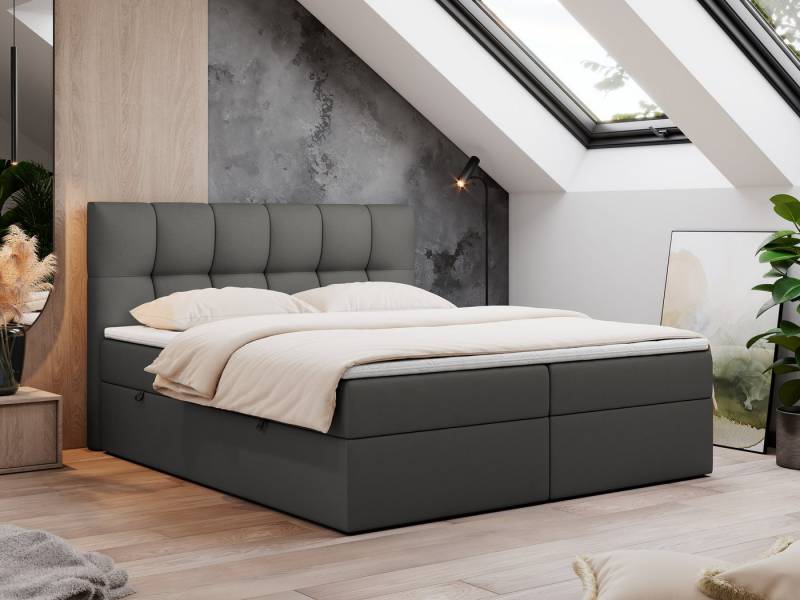 MKS MÖBEL Boxspringbett Rico (Set, Packung, T30-Schaum, Polsterbett, 7 Härtezonen, H3-Matratze), mit Bettkästen, Doppelbett mit Multipocket-Matratzen und Topper von MKS MÖBEL