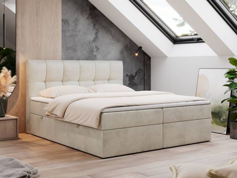 MKS MÖBEL Boxspringbett Rico (Set, Packung, T30-Schaum, Polsterbett, 7 Härtezonen, H3-Matratze), mit Bettkästen, Doppelbett mit Multipocket-Matratzen und Topper von MKS MÖBEL