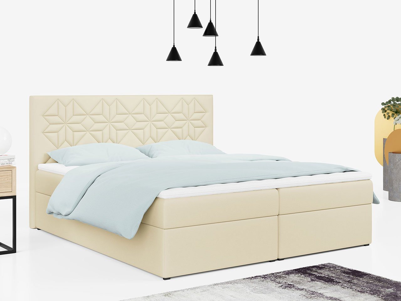 MKS MÖBEL Boxspringbett STELLE 1, Doppelbett mit Multipocket - Matratze - Modern Bett von MKS MÖBEL