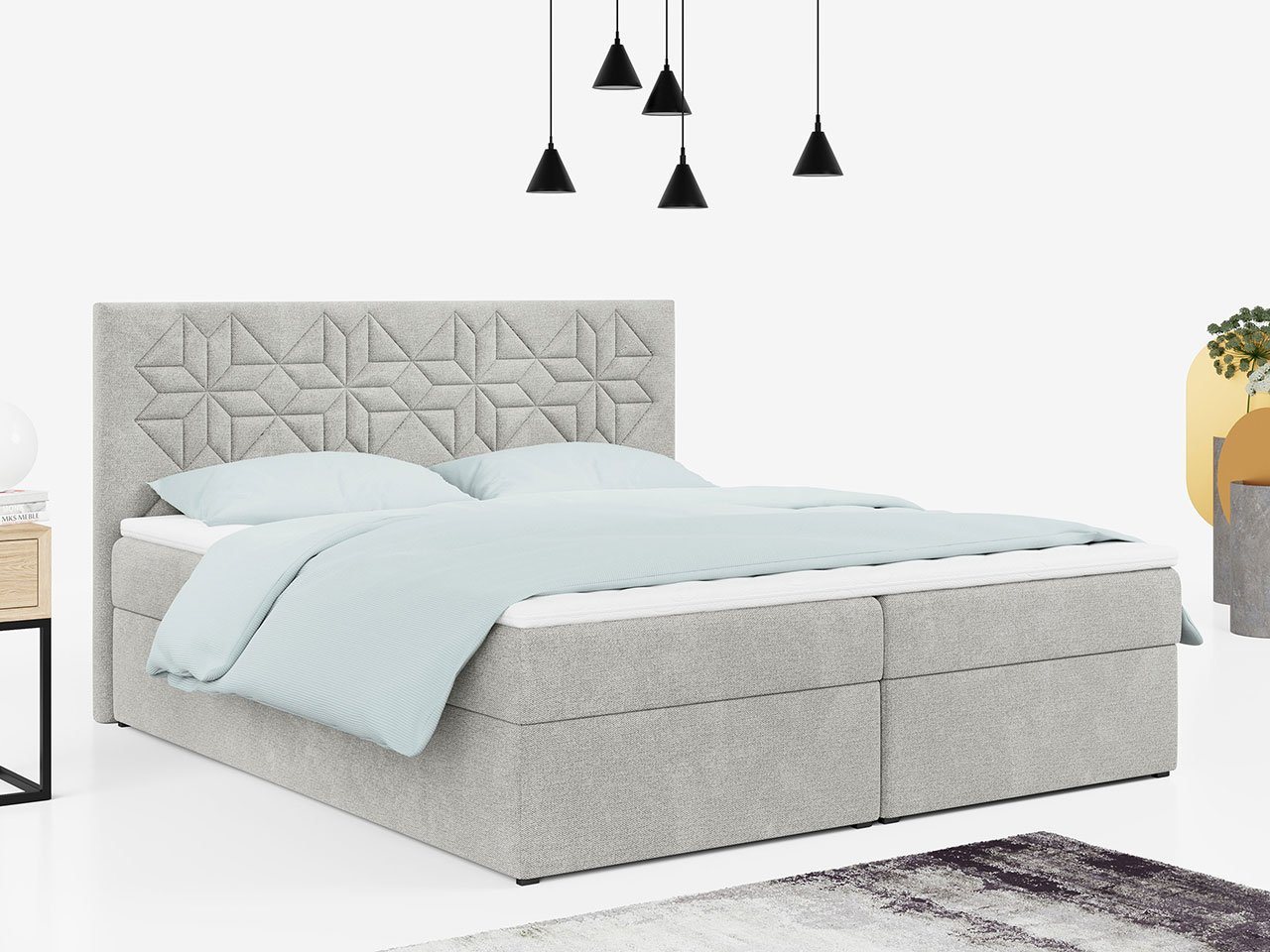 MKS MÖBEL Boxspringbett STELLE 1, Doppelbett mit Multipocket - Matratze - Modern Bett von MKS MÖBEL