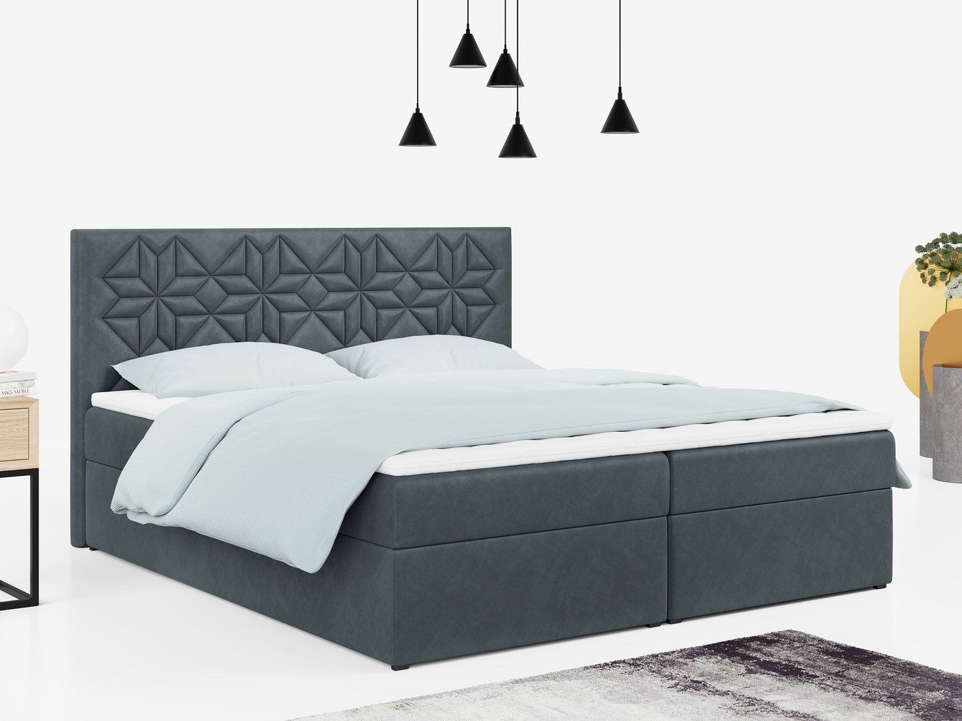 MKS MÖBEL Boxspringbett STELLE 1, Doppelbett mit Multipocket - Matratze - Modern Bett von MKS MÖBEL