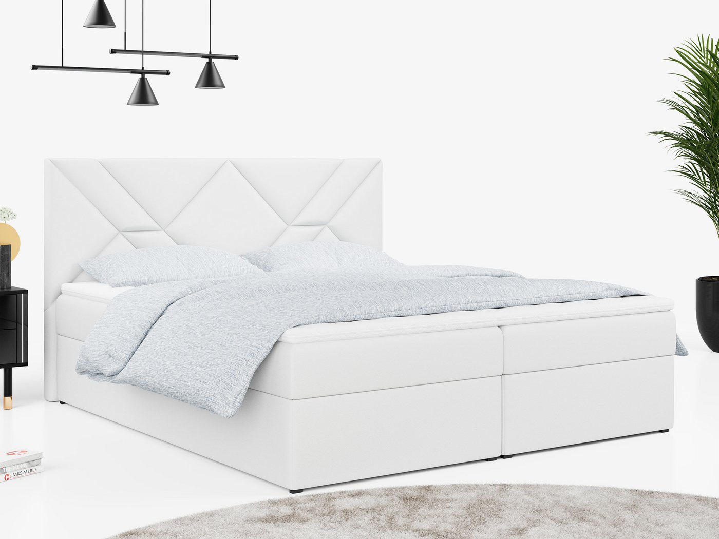 MKS MÖBEL Boxspringbett STELLE 6, Doppelbett, Multipocket-Matratze von MKS MÖBEL