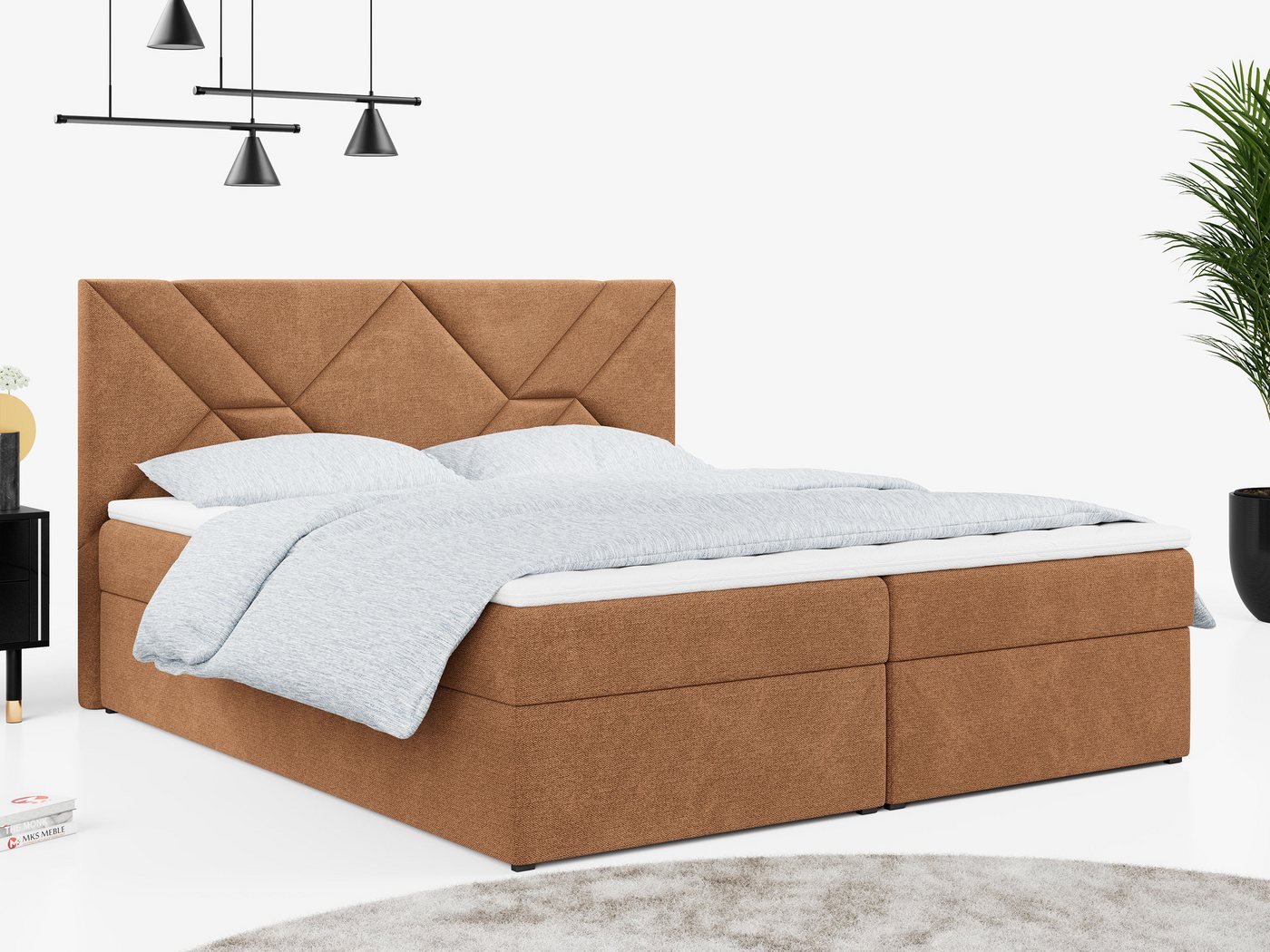 MKS MÖBEL Boxspringbett STELLE 6, Doppelbett, Multipocket-Matratze von MKS MÖBEL