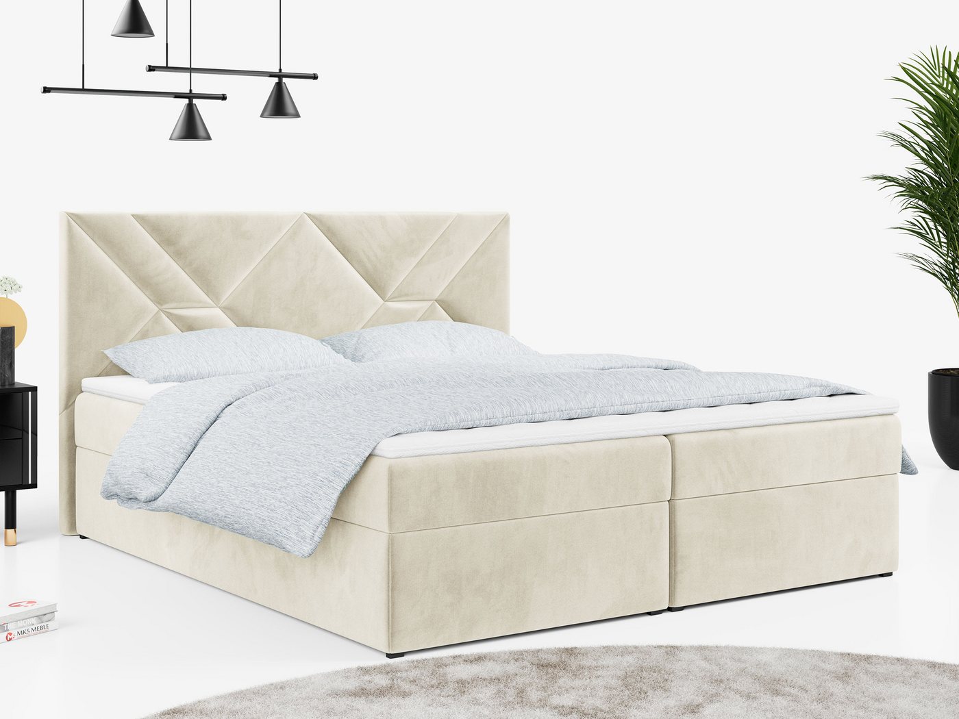 MKS MÖBEL Boxspringbett STELLE 6, Doppelbett, Multipocket-Matratze von MKS MÖBEL