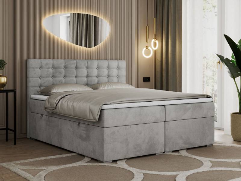 MKS MÖBEL Boxspringbett SUSAN (Set, Packung, H3-Matratze, 7 Härtezonen, T30-Schaum, Kopfteil mit Knöpfen), Doppelbett, Multipocket-Matratzen, Boxspringbett mit Bettkästen von MKS MÖBEL