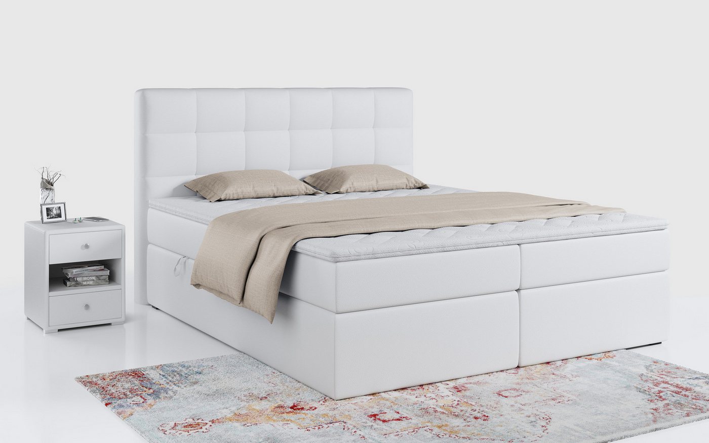 MKS MÖBEL Boxspringbett TOP2, Polsterbett mit Multipocket-Matratze, Stauraumbett von MKS MÖBEL