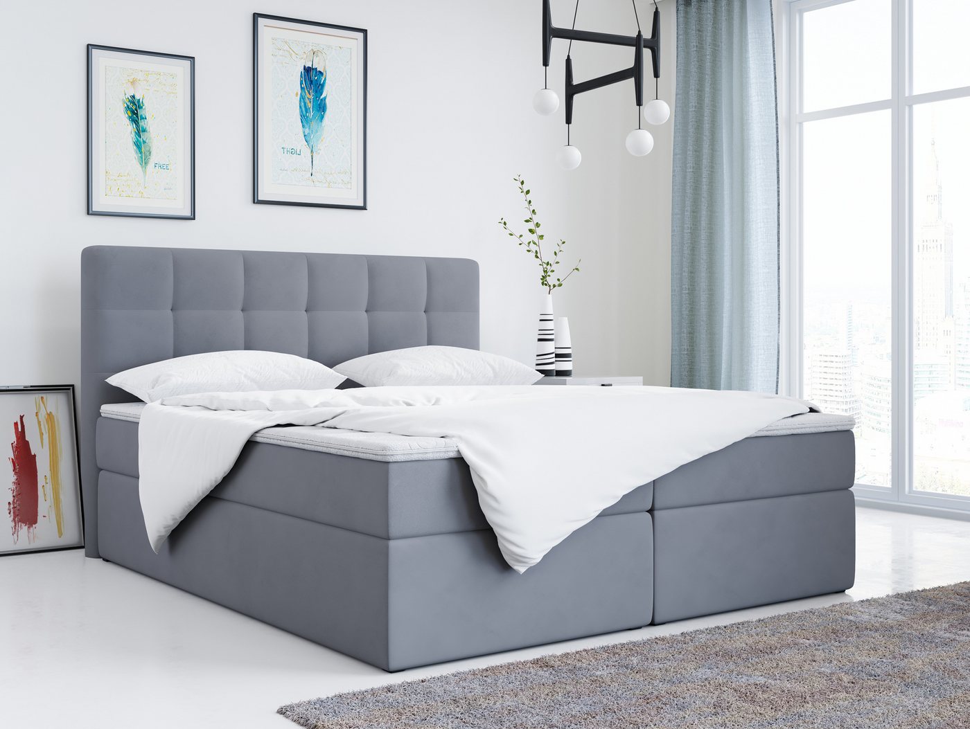 MKS MÖBEL Boxspringbett TOP2, Polsterbett mit Multipocket-Matratze, Stauraumbett von MKS MÖBEL