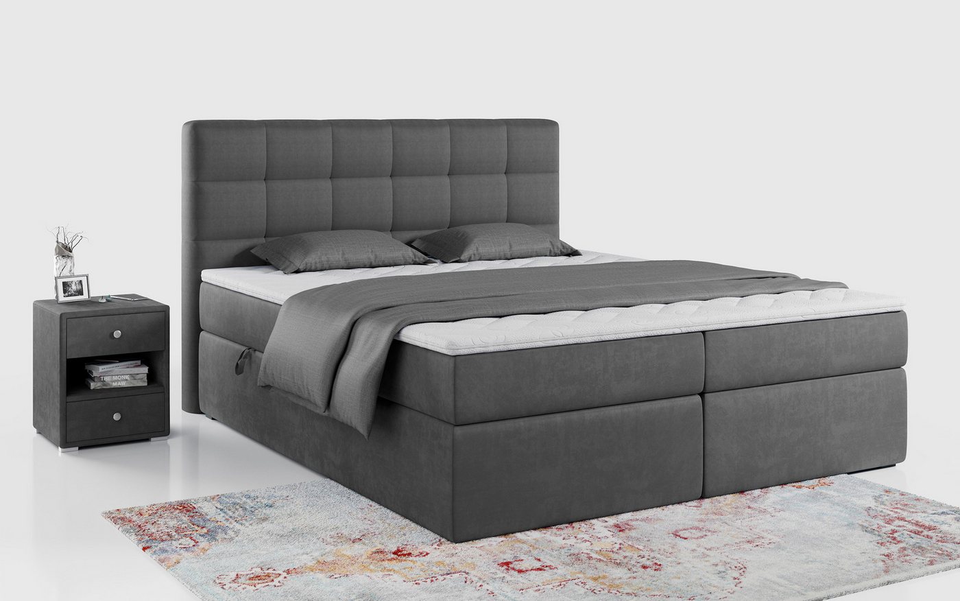 MKS MÖBEL Boxspringbett TOP2, Polsterbett mit Multipocket-Matratze, Stauraumbett von MKS MÖBEL