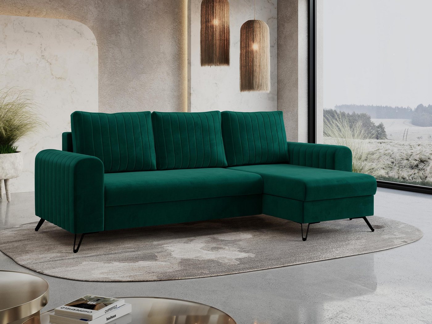 MKS MÖBEL Ecksofa AXEL, Bettfunktion und Bettkasten, Schlaffunktion, lose Kissen, Modern Design von MKS MÖBEL