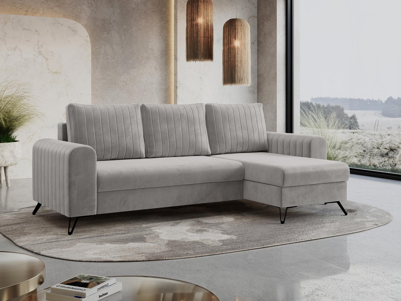 MKS MÖBEL Ecksofa AXEL, Bettfunktion und Bettkasten, Schlaffunktion, lose Kissen, Modern Design von MKS MÖBEL