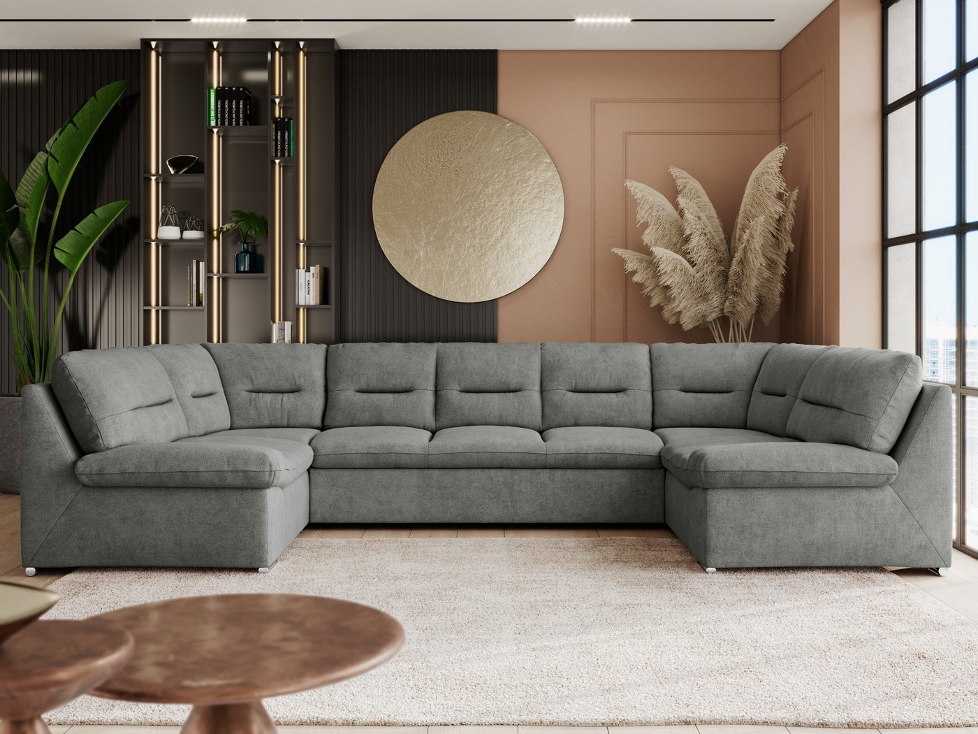 MKS MÖBEL Ecksofa COMODO U, Set, Sofa big XXL, Wellenfedern, Wohnlandschaft XXL, mit Schlaffunktion, Bettfunktion, U-form Ecksofa, Schlafsofa, HR-Schaum von MKS MÖBEL