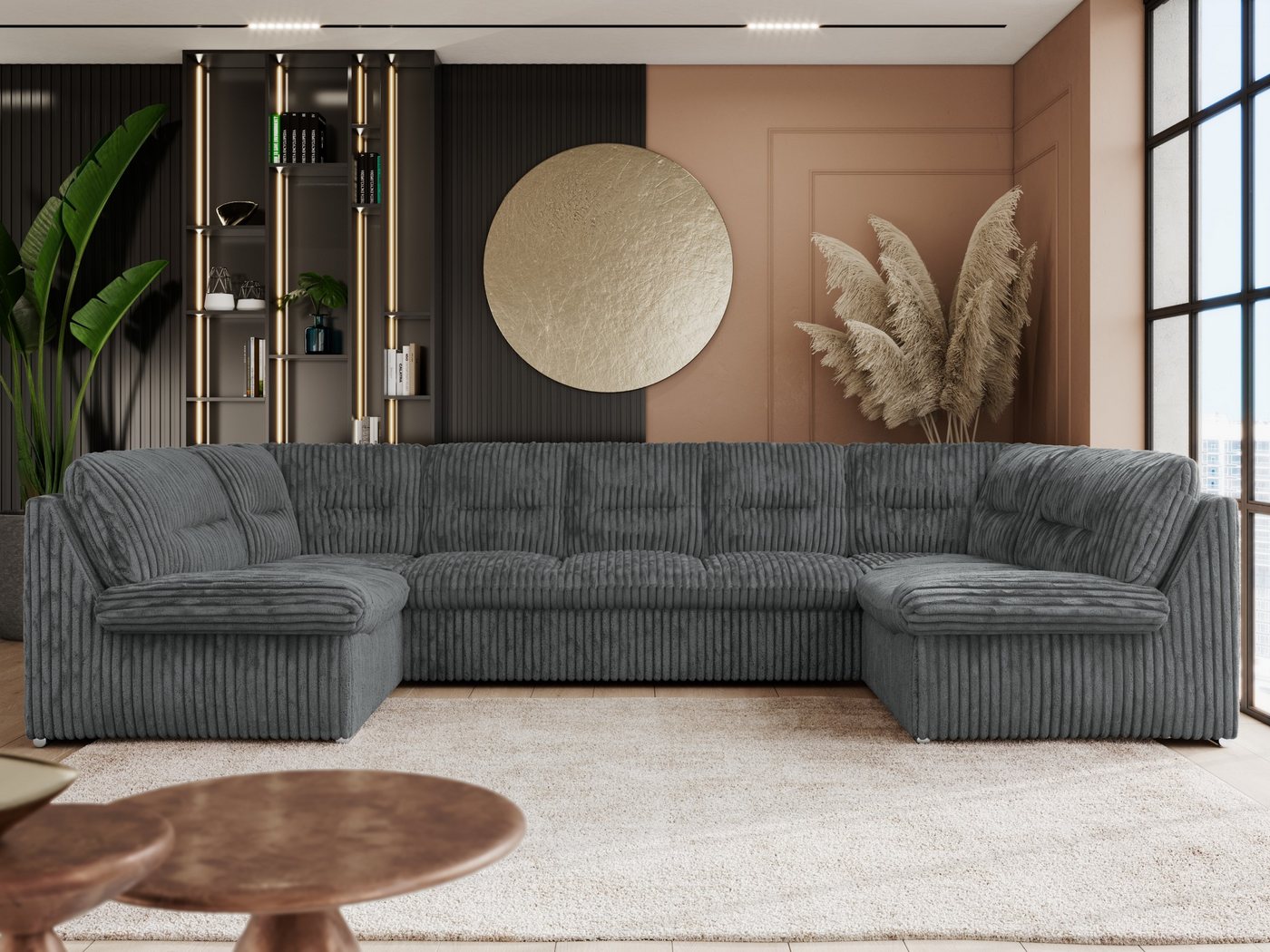 MKS MÖBEL Ecksofa COMODO U, Set, Sofa big XXL, Wellenfedern, Wohnlandschaft XXL, mit Schlaffunktion, Bettfunktion, U-form Ecksofa, Schlafsofa, HR-Schaum von MKS MÖBEL
