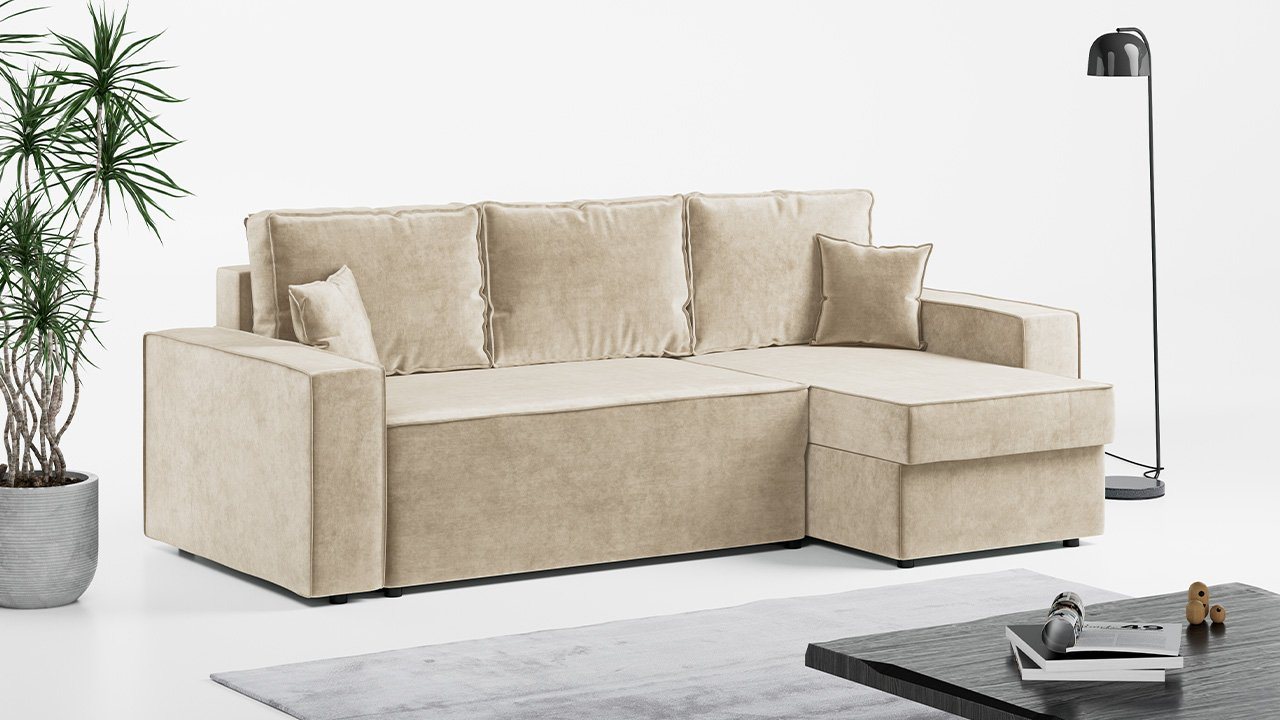 MKS MÖBEL Ecksofa DENVER, L-Form, mit Schlaffunktion, Bettsofa - Wohnzimmer L Couch von MKS MÖBEL