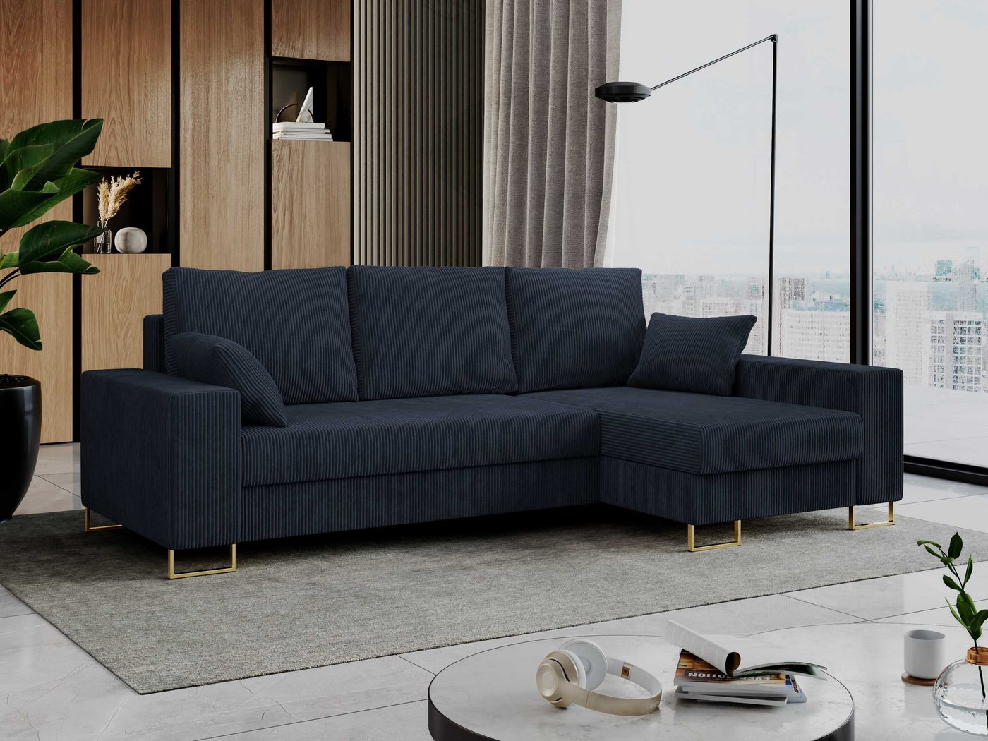 MKS MÖBEL Ecksofa DORIAN, L-Form Couch mit Schlaffunktion, Modern Stil, lose Kissen von MKS MÖBEL