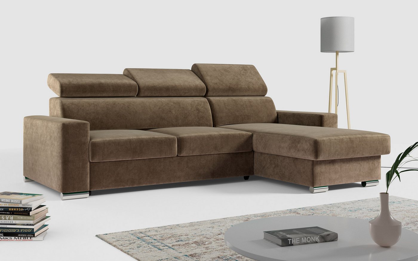 MKS MÖBEL Ecksofa FOX, Wohnlandschaft - L - Form Couch mit Schlaffunktion, Bettkasten von MKS MÖBEL