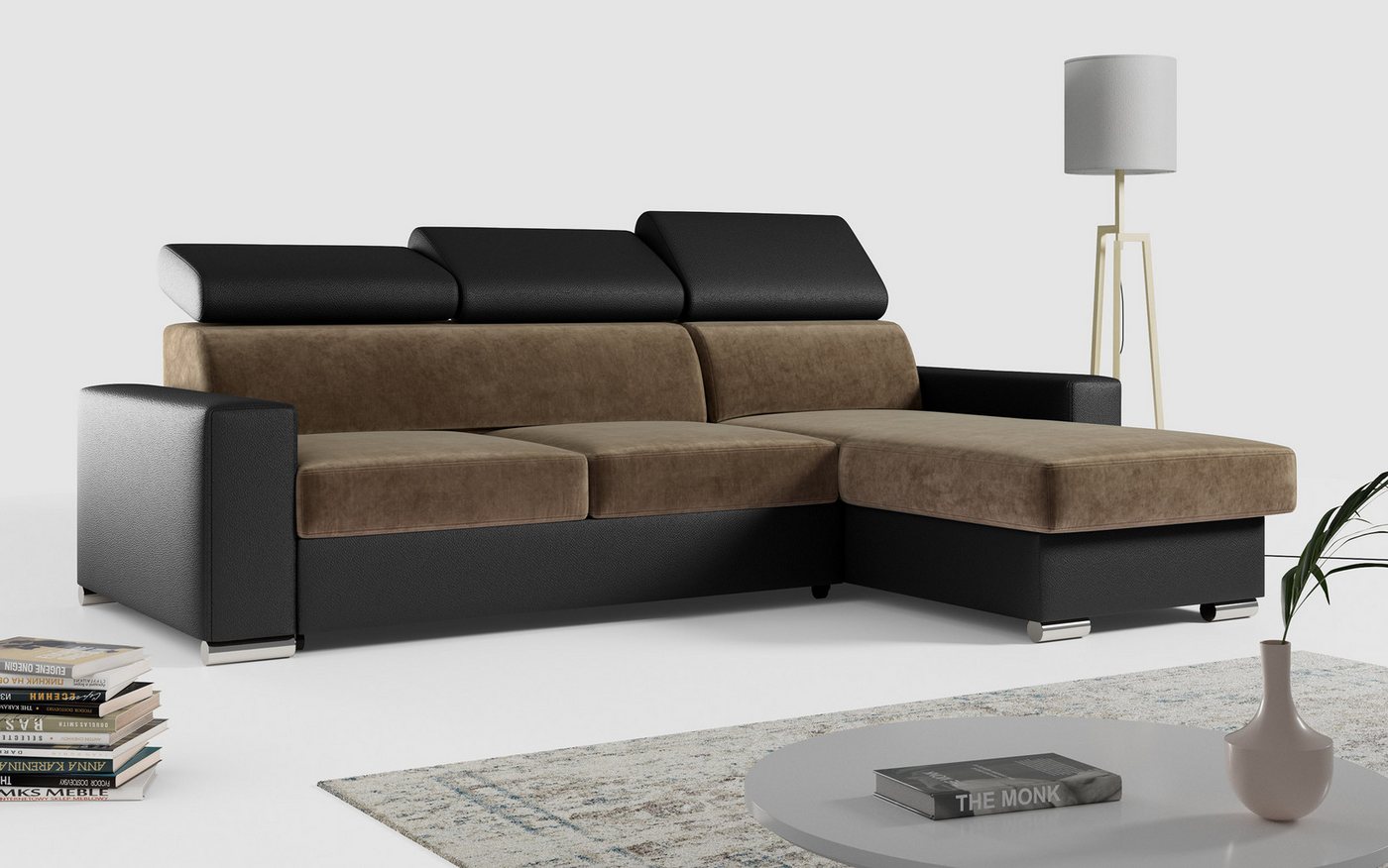 MKS MÖBEL Ecksofa FOX, Wohnlandschaft - L - Form Couch mit Schlaffunktion, Bettkasten von MKS MÖBEL