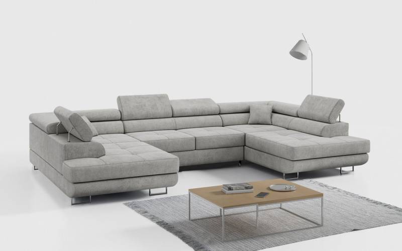 MKS MÖBEL Ecksofa GUSTAW U, Set, Wellenfedern, T30-Schaum, Bettkästen, Kopfstützen, Wohnzimmer - Wohnlandschaft, U-Form Couch mit Schlaffunktion von MKS MÖBEL