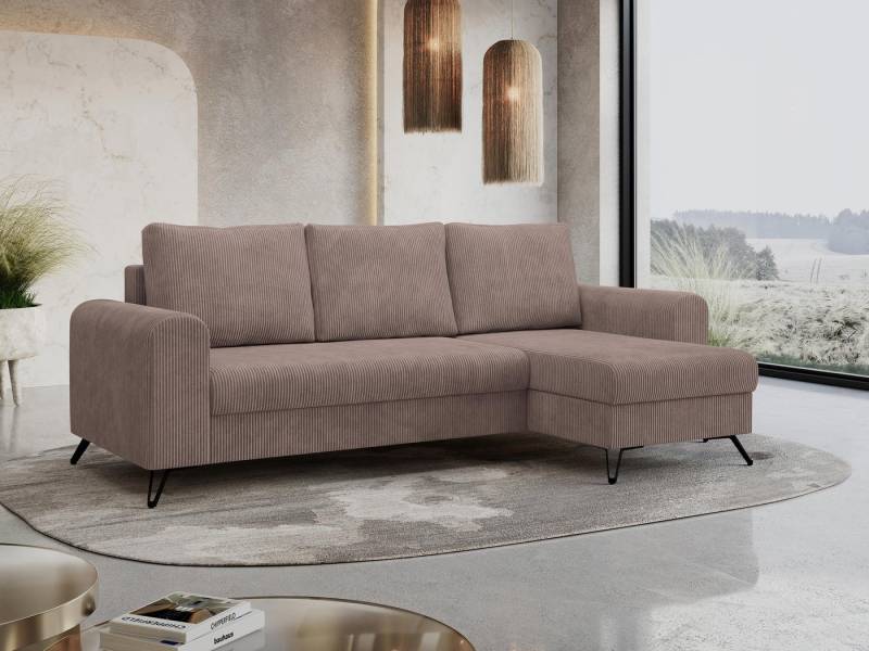 MKS MÖBEL Ecksofa HUGO, Set, Bonellfedern, Schwarze Metallbeine, T30-Schaum, Bettkasten, Modern Ecksofa, L-Form Couch - Bettsofa, mit Bettfunktion, lose Kissen von MKS MÖBEL