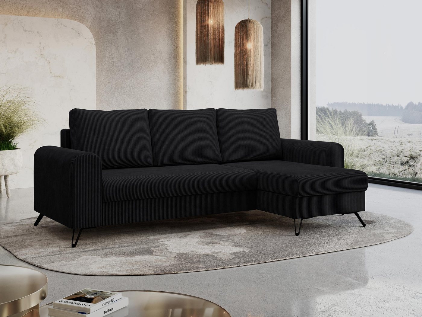 MKS MÖBEL Ecksofa HUGO, Modern Ecksofa, L-Form Couch - Bettsofa, mit Bettfunktion, lose Kissen von MKS MÖBEL