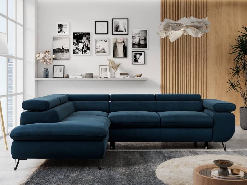 MKS MÖBEL Ecksofa PETER L, Set, Ecksofa L-form, HR35-Schaum, Wellenfederkern, Bettfunktion, Einstellbare Kopfstützen, Bettkasten von MKS MÖBEL