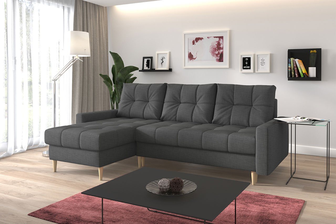 MKS MÖBEL Ecksofa Scandi, mit Schlaffunktion, Polstersofa mit Bettkasten von MKS MÖBEL