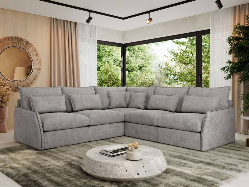 MKS MÖBEL Ecksofa VERSO L, Set, CME30-Schaum, Wohnlandschaft, Zierkissen, Ecksofa L-Form, lose Kissen, Wellenfedern, modulare Sofa von MKS MÖBEL