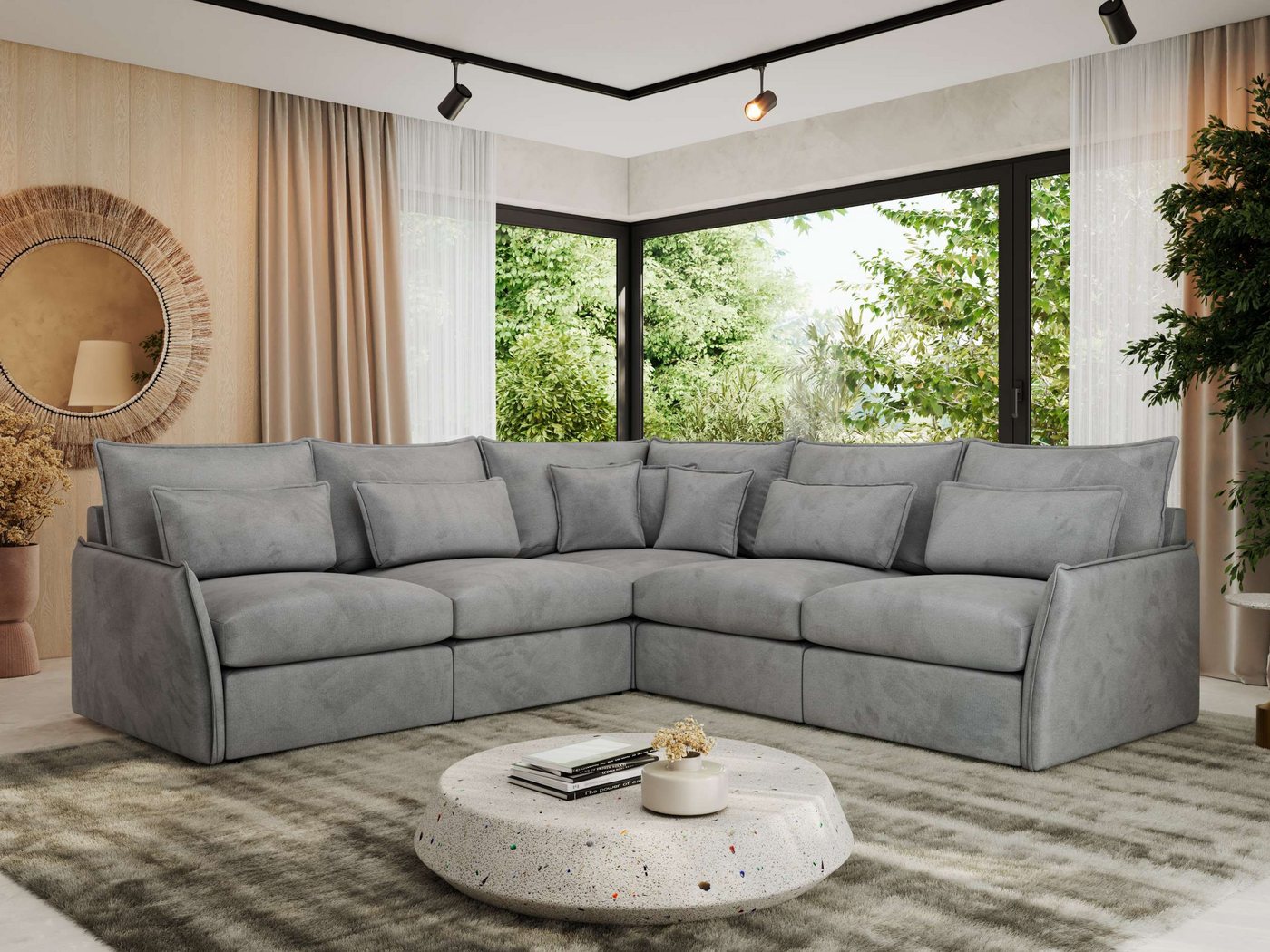 MKS MÖBEL Ecksofa VERSO L, Set, CME30-Schaum, Wohnlandschaft, Zierkissen, Ecksofa L-Form, lose Kissen, Wellenfedern, modulare Sofa von MKS MÖBEL