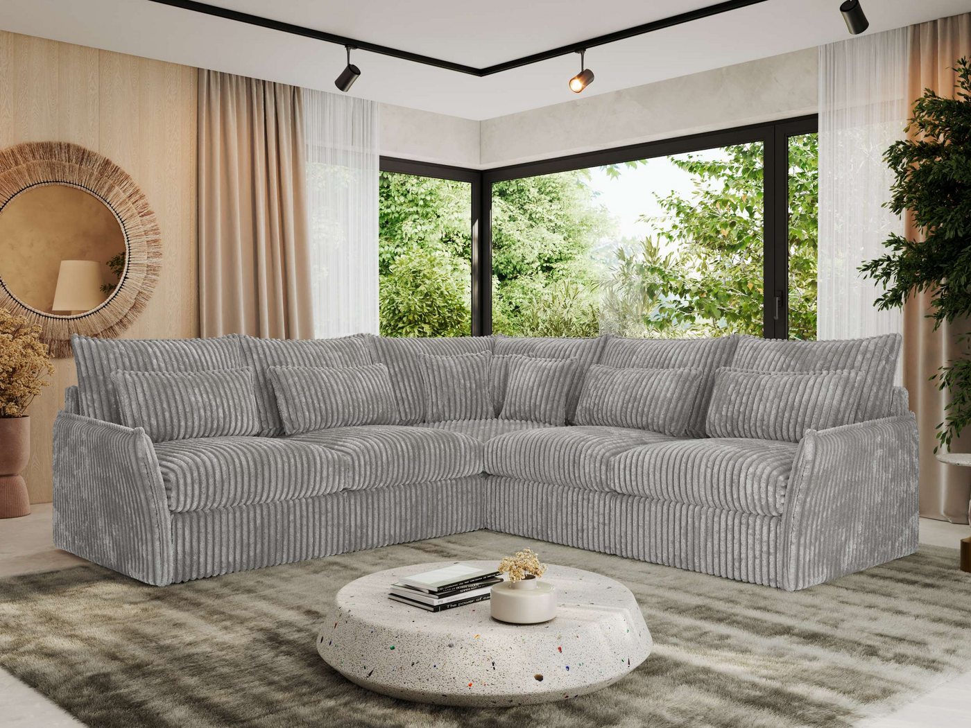 MKS MÖBEL Ecksofa VERSO L, Set, CME30-Schaum, Wohnlandschaft, Zierkissen, Ecksofa L-Form, lose Kissen, Wellenfedern, modulare Sofa von MKS MÖBEL