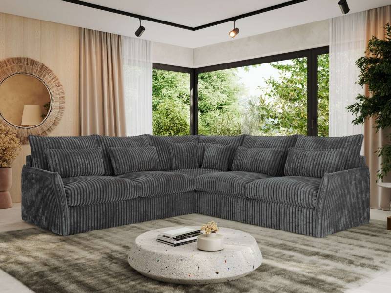MKS MÖBEL Ecksofa VERSO L, Set, CME30-Schaum, Wohnlandschaft, Zierkissen, Ecksofa L-Form, lose Kissen, Wellenfedern, modulare Sofa von MKS MÖBEL