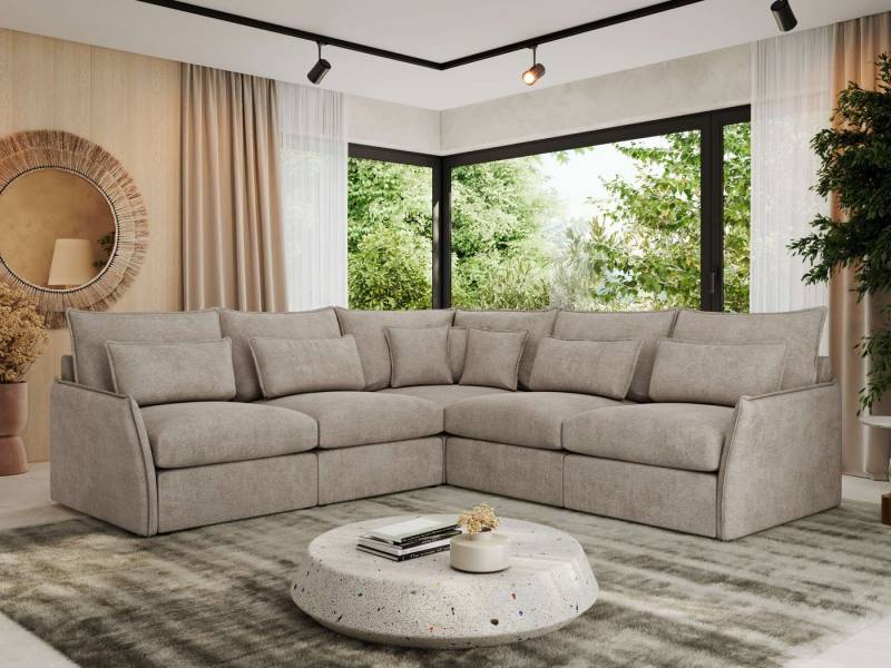 MKS MÖBEL Ecksofa VERSO L, Set, CME30-Schaum, Wohnlandschaft, Zierkissen, Ecksofa L-Form, lose Kissen, Wellenfedern, modulare Sofa von MKS MÖBEL