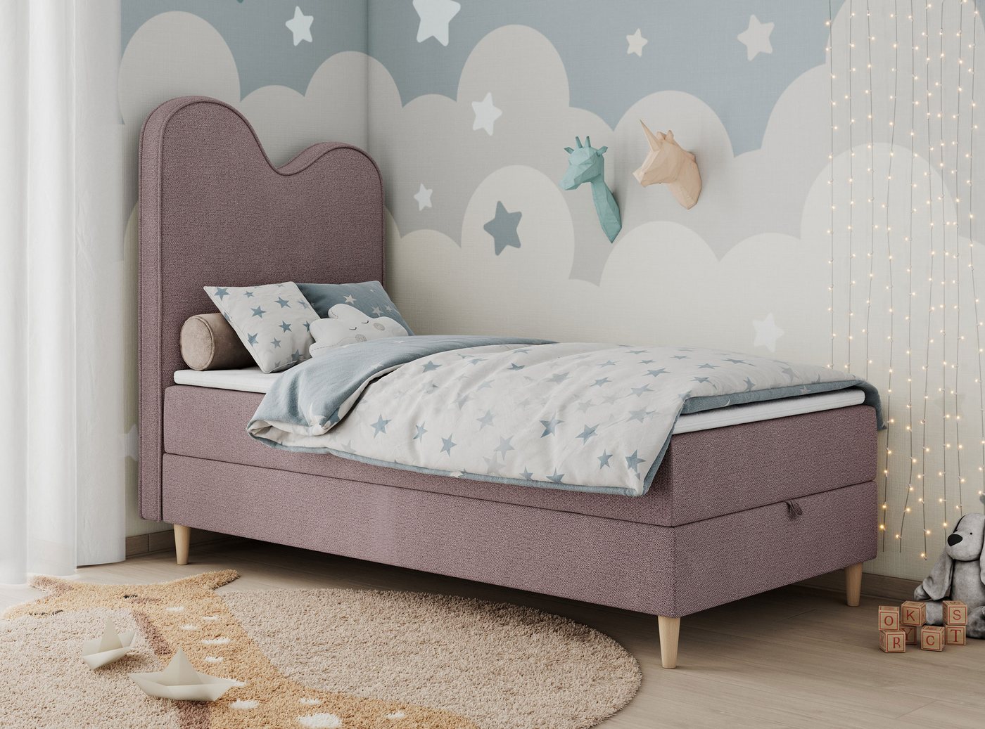 MKS MÖBEL Kinderbett FLOW (Set, Packung, H3-Matratze, Topper, Bettkasten, Jugendbett), Boxspringbett für Kinder, mit hohem Kopfteil, Einzelbett mit Matratze MKS MÖBEL Kinderbett FLOW (Set, Packung, H3-Matratze, Topper, Bettkasten, Jugendbett), Boxspringbett für Kinder, mit hohem Kopfteil, Einzelbett mit Matratze von MKS MÖBEL