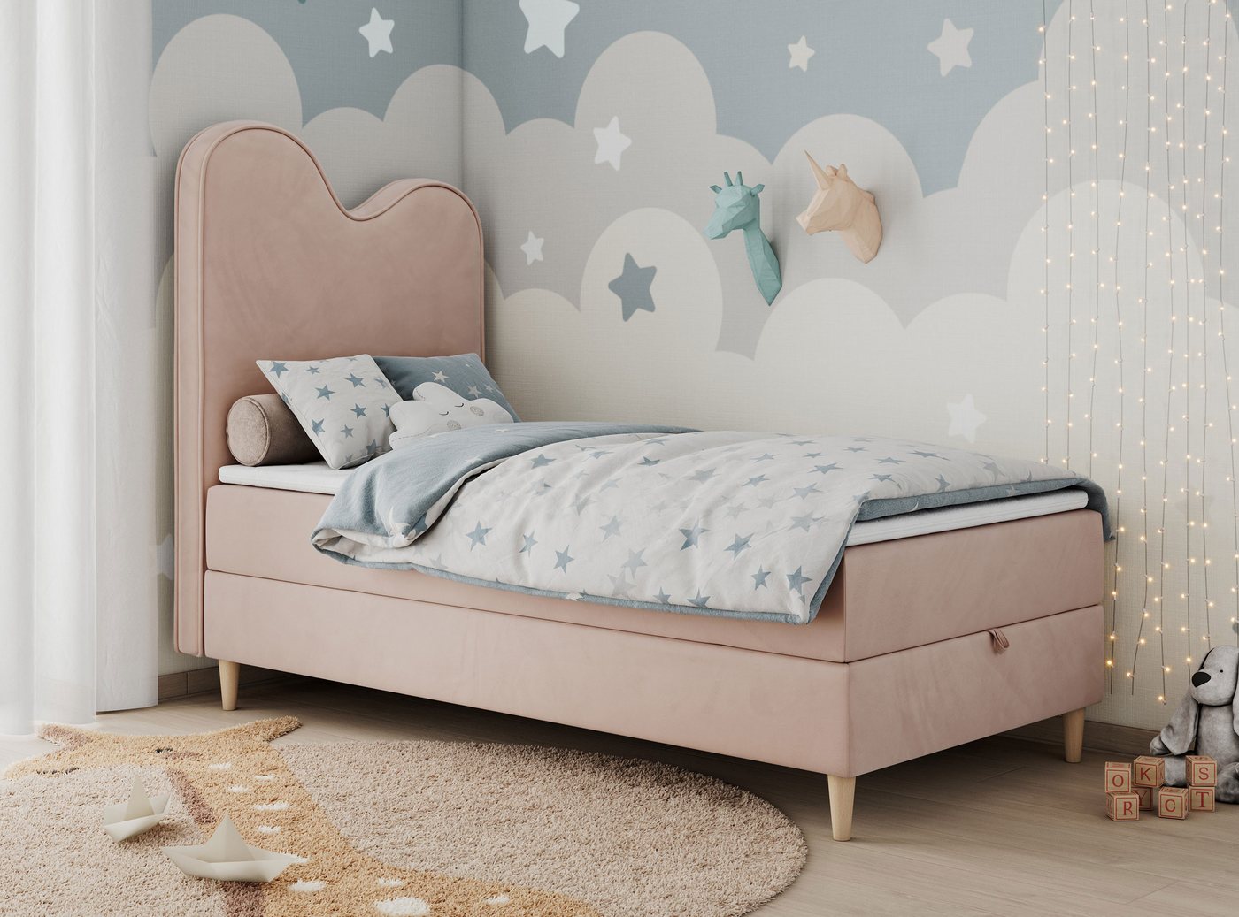 MKS MÖBEL Kinderbett FLOW (Set, Packung, H3-Matratze, Topper, Bettkasten, Jugendbett), Boxspringbett für Kinder, mit hohem Kopfteil, Einzelbett mit Matratze MKS MÖBEL Kinderbett FLOW (Set, Packung, H3-Matratze, Topper, Bettkasten, Jugendbett), Boxspringbett für Kinder, mit hohem Kopfteil, Einzelbett mit Matratze von MKS MÖBEL