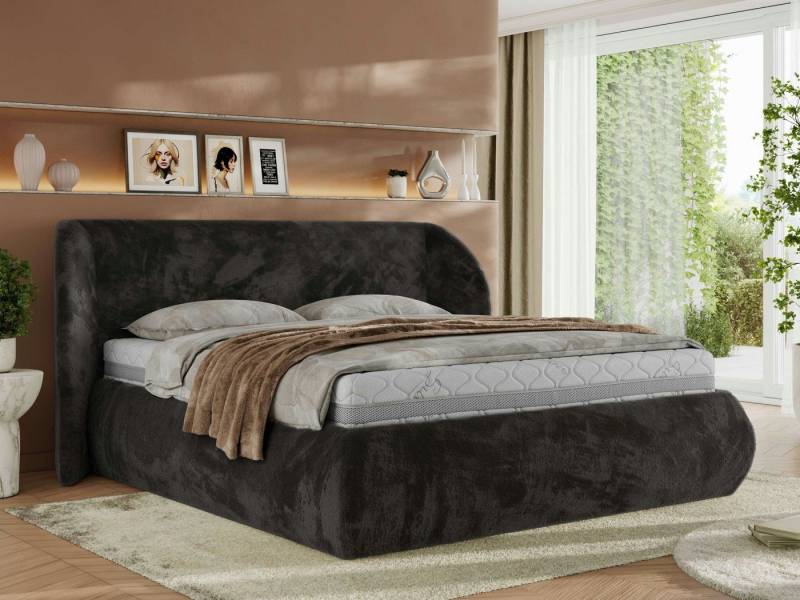 MKS MÖBEL Polsterbett CAELA Classic (Bett, Doppelbett mit Bettkasten & Lattenrost, ohne/mit Matratze), Gasdruck-Mechanismus, gepolstertes Kopfteil 110 cm, Größen 140–200 cm von MKS MÖBEL