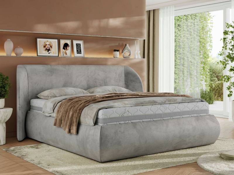 MKS MÖBEL Polsterbett CAELA Classic (Bett, Doppelbett mit Bettkasten & Lattenrost, ohne/mit Matratze), Gasdruck-Mechanismus, gepolstertes Kopfteil 110 cm, Größen 140–200 cm von MKS MÖBEL